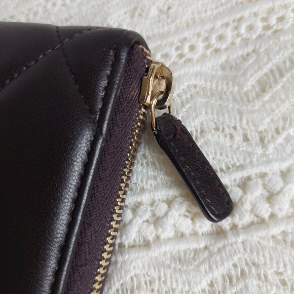 SOLD CHANEL 19 Quilted Lambskin Matelasse Long Zip Around Dark Brown Wallet - Picture 8 of 15